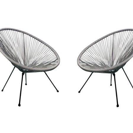 Ejoy Acapulco Grey Woven Patio Chair for Indoor and Outdoor Use Set of 2 Pieces, PR AcapulcoChair_Grey_2pc